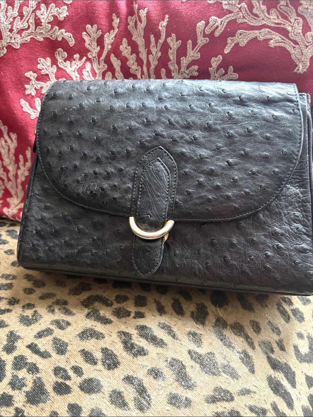RARE Vintage Gucci Black Ostrich Clutch with